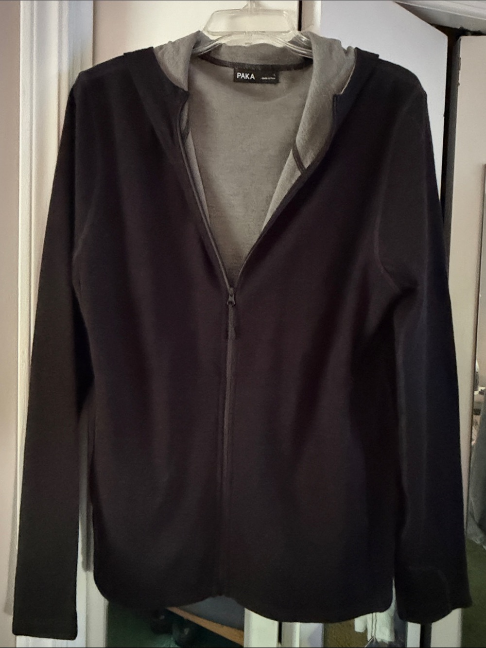 PAKA Men's Lightweight Baby Alpaca Black Zip Hoodie Jacket